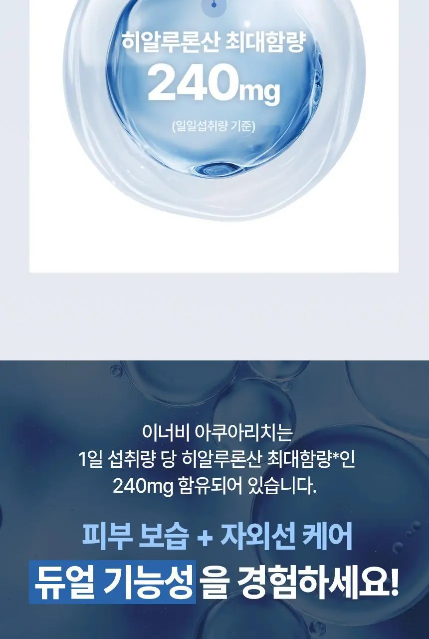 [히알루론산 240mg] CJ 이너비 아쿠아리치 56캡슐 (28일분) 상세페이지 9